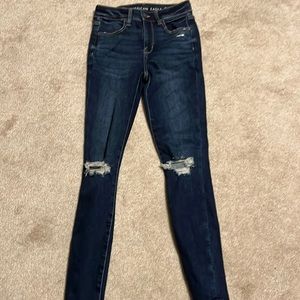 dark blue high rise jeans